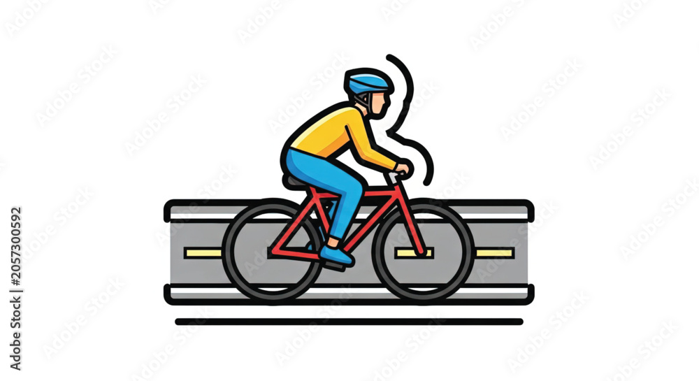 Fototapeta premium Man Riding Red Bicycle Outdoors.