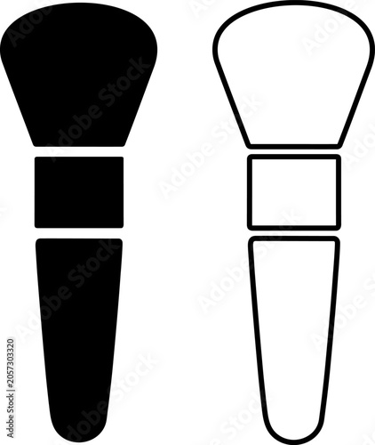 Foto Makeup brush silhouette and outline icon set for cosmetics beauty and visage sal