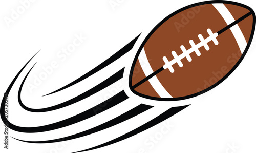 Flying American Football Ball With Motion Trail Vector Icon