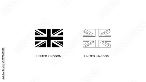 Canvas Print United Kingdom Flag Icons Black And Outline Style