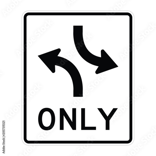 R3-9a TWO-WAY LEFT TURN (OVERHEAD MOUNTED) USA Road Sign