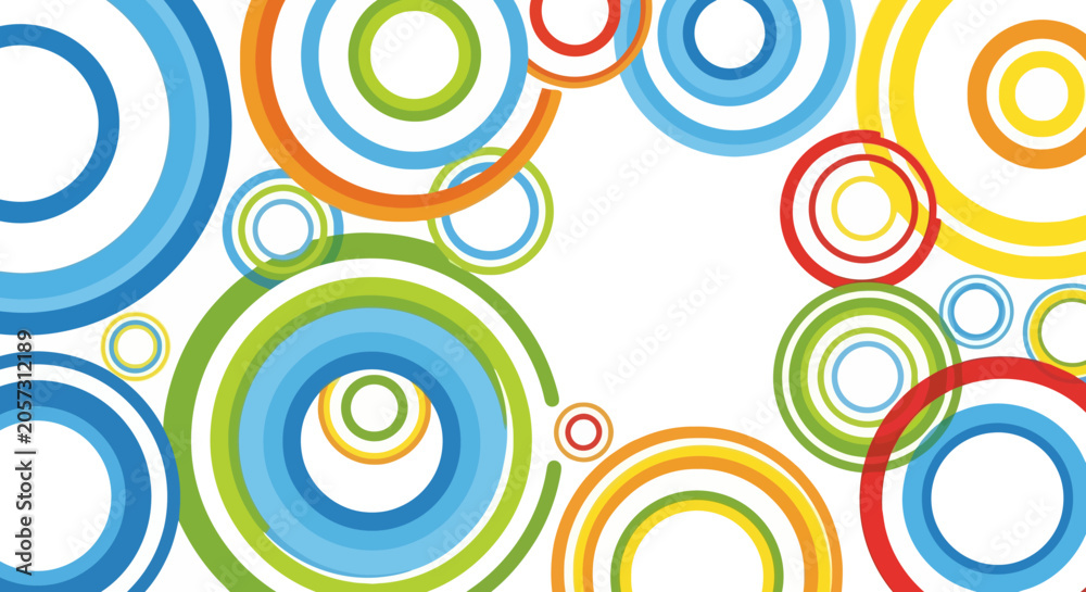 Fototapeta premium Colorful circles, geometric shapes, abstract background, multicolor pattern, eps vector graphic isolated on White Background Vactor EPS