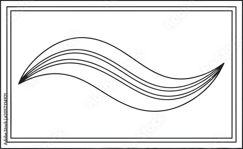 Linear wave sketch set within a thin rectangular border provides a refined and artistic graphic element.