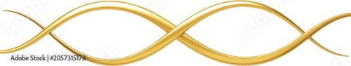 Gold lines swirl together in an elegant double helix formation against a clean white background.