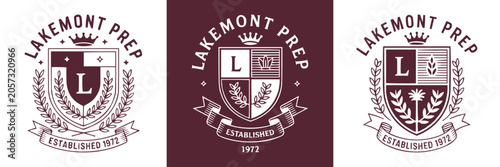 Fotografie Three vintage crest logo designs for Lakemont Prep school branding