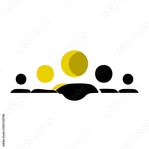 Flat design sun with clouds icon