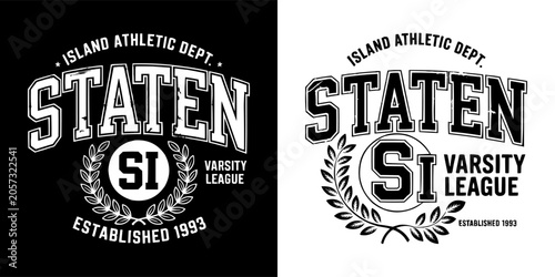 Vintage varsity style Staten island athletic department logo vector graphic design