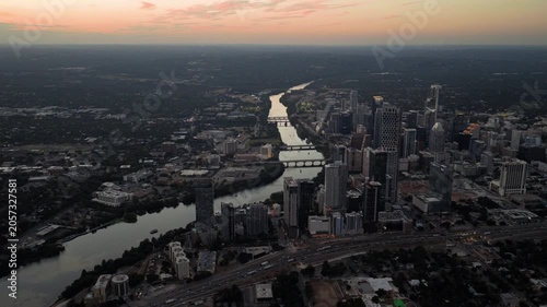 Lady Bird Lake and Downtown Austin Skyscrapers at Twilight Part 2 of 3