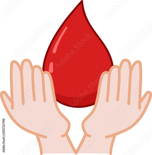 Illustration of a Hand Holding a Blood Drop