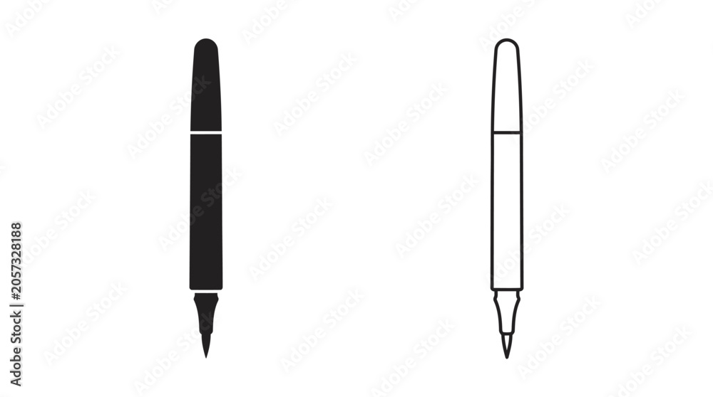 Fototapeta premium Pen Silhouette Set Black And White Linear Graphic