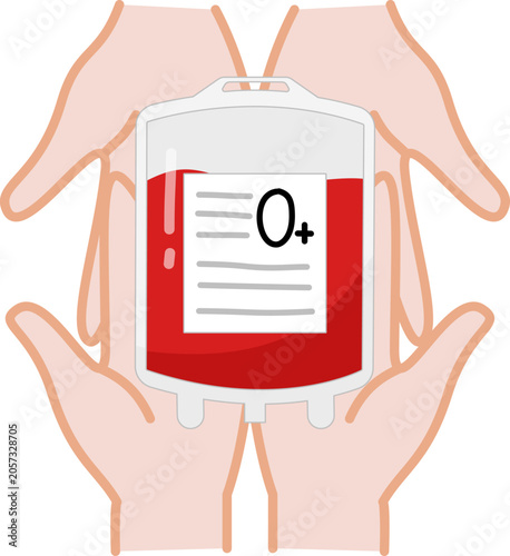 Illustration of a Hand Holding a Bag of Blood to Give to Someone Else