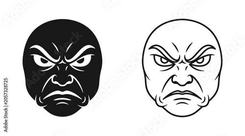 Bild auf Leinwand Angry face silhouette black and white graphic design