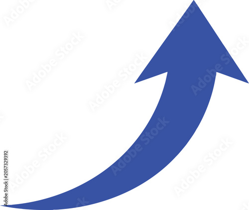 Tableau sur toile A single blue curved arrow pointing up indicating growth and progress