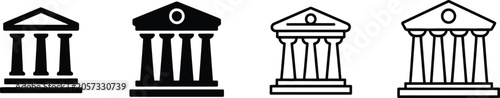 Fotografie Bank Icon Set with Museum and University Building Symbols for Education, Finance, and Institutional Design
