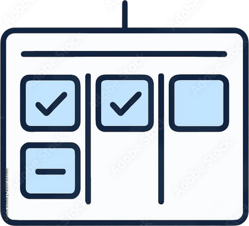 Kanban board with task management and workflow visualization, featuring completed and to-do items on a grid