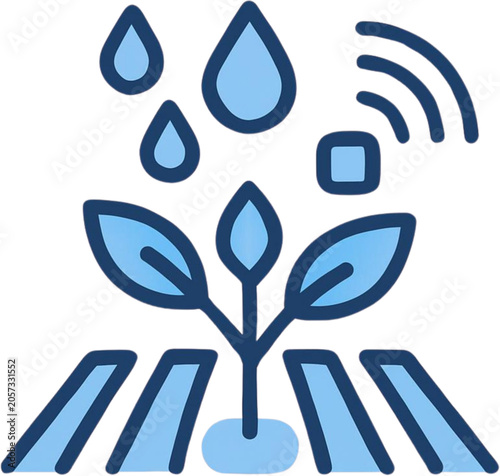 Smart farming icon representing automated irrigation and wireless sensor technology in agriculture