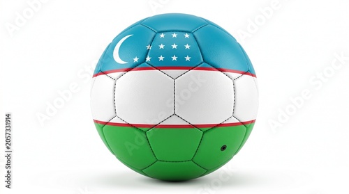 Soccer ball with uzbekistan flag design isolated on white background