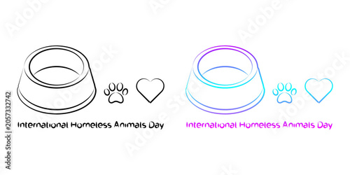 Εκτύπωση καμβά Pet Food Bowl Outline Icon Vector, isolated, transparent, png, suitable for pet