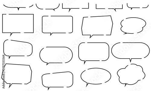 Hand-Drawn Black Ink Speech Bubbles Vector Set with Decorative Frames and Borders
