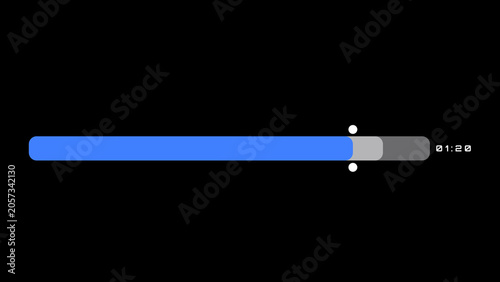 Blue progress bar loading indicator with timer