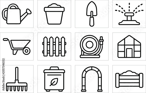 Flat of household and tools in black and white flat household tools kitchenware furniture