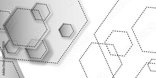 Fotografie Abstract white gray and light blue color geometric hexagon shape and lines seamless pattern