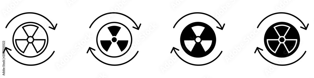 Fototapeta premium Reactor reboot icon vector set. Nuclear system restart illustration sign collection. Atomic reset symbol. Industrial power restart logo or mark.