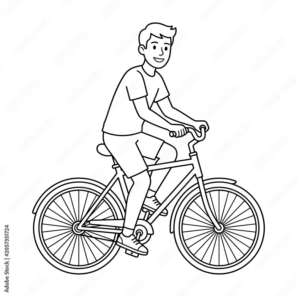 Obraz premium Boy riding a bicycle Illustrator Vector