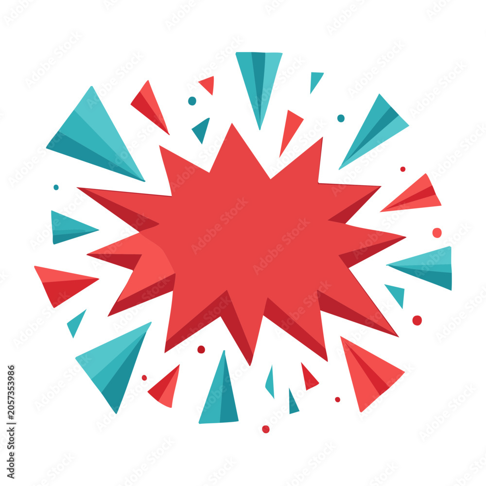 Obraz premium Red star with teal snowflakes vector