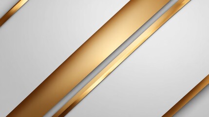 Diagonal metallic gold stripes intersect with subtle gray and white background panels creating an elegant design