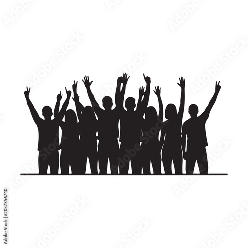 Crowd Celebration Silhouette Vector