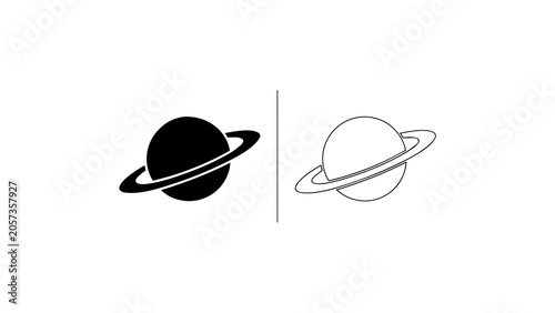 Quadro su tela Minimalist Planet Saturn Icons Set