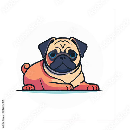 Cartoon owl sitting front view flat colors