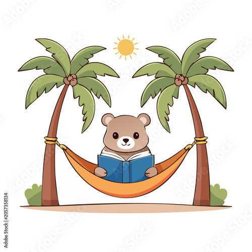 Cartoon pig on a swing under sun