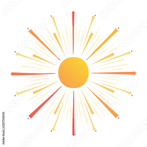 Flat design sun with rays vector