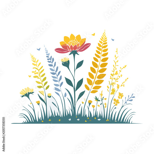 Flat design sunflower with water reflection