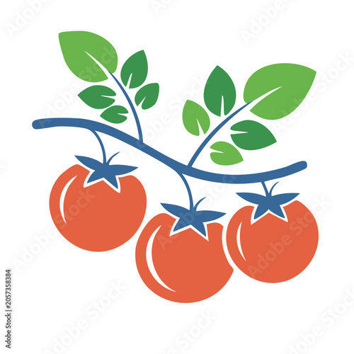 Flat design vector illustration of blueberries with leaves