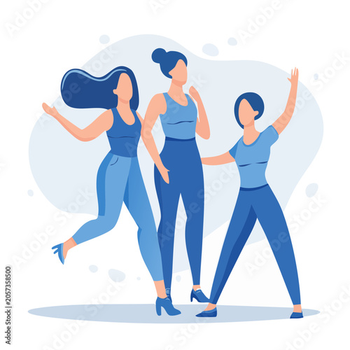 Three dancers silhouette vector illustration