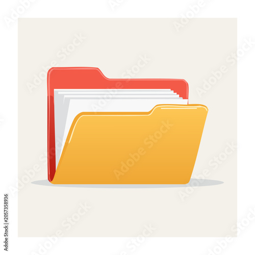 Minimalist red and yellow mailbox with envelope