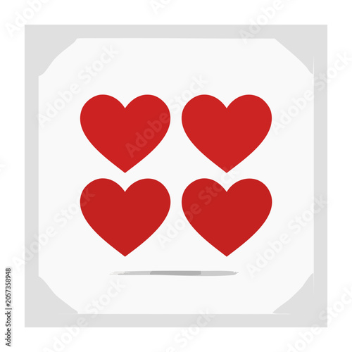 Red heart icon set in flat design style