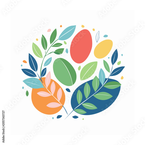 Flat design circular flower vector illustration