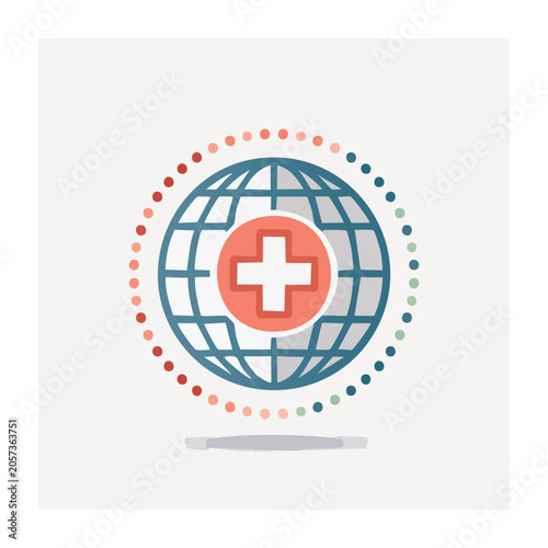 Flat design gear icon with blue and red center
