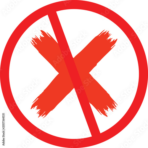Red prohibition sign with a red cross mark