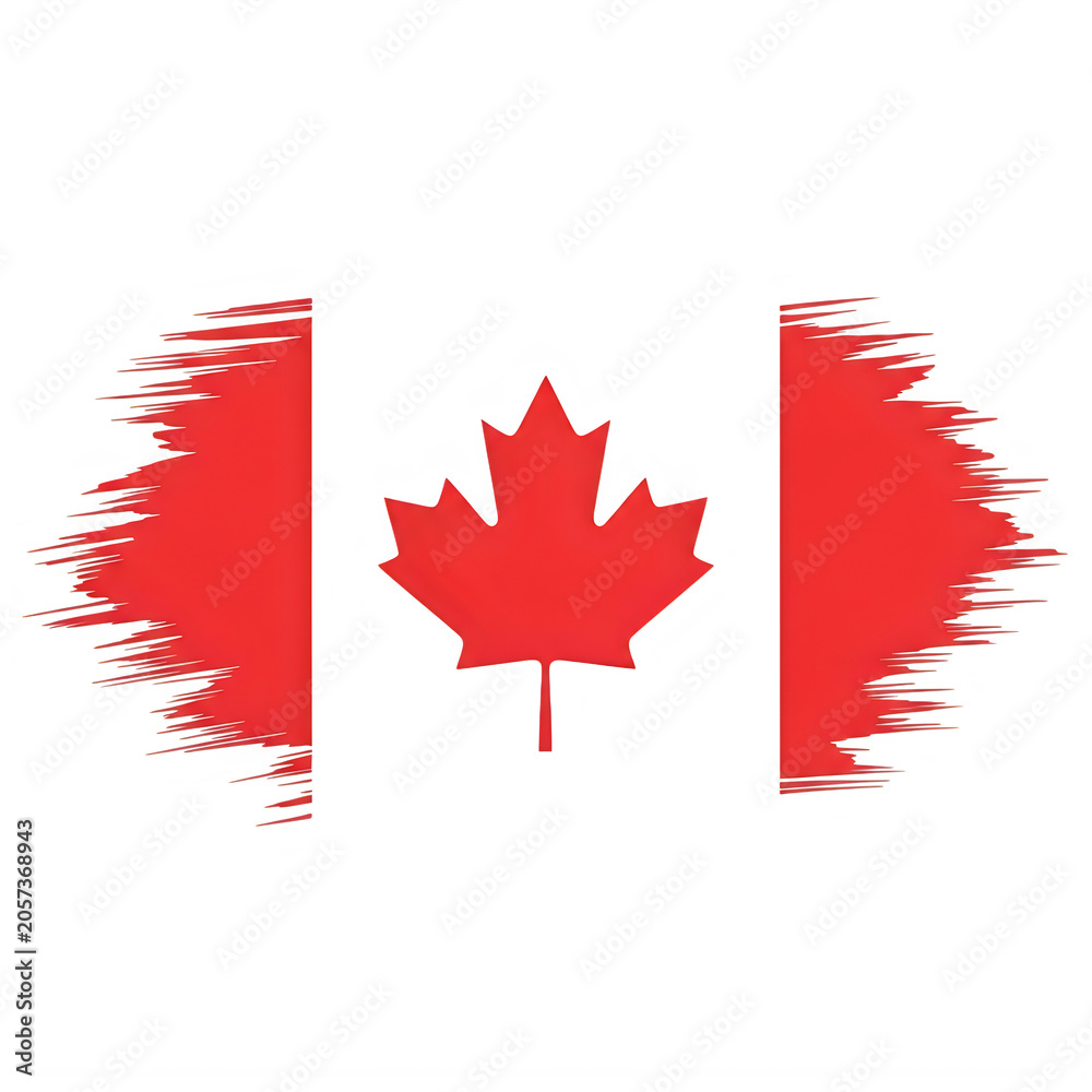 Obraz premium Canadian flag with a grunge brush stroke design