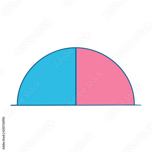 Split pie chart with cyan and magenta segments