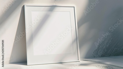 Blank Polaroid frame white border on grey surface