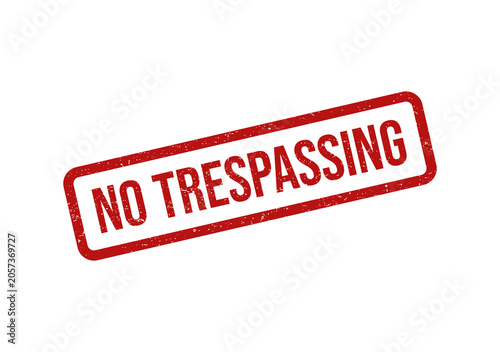 Foto Red no trespassing rubber stamp ink seal icon with a grunge texture