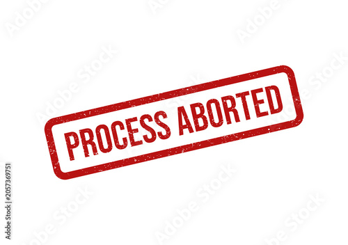 Red process aborted rubber stamp ink mark on a textured paper