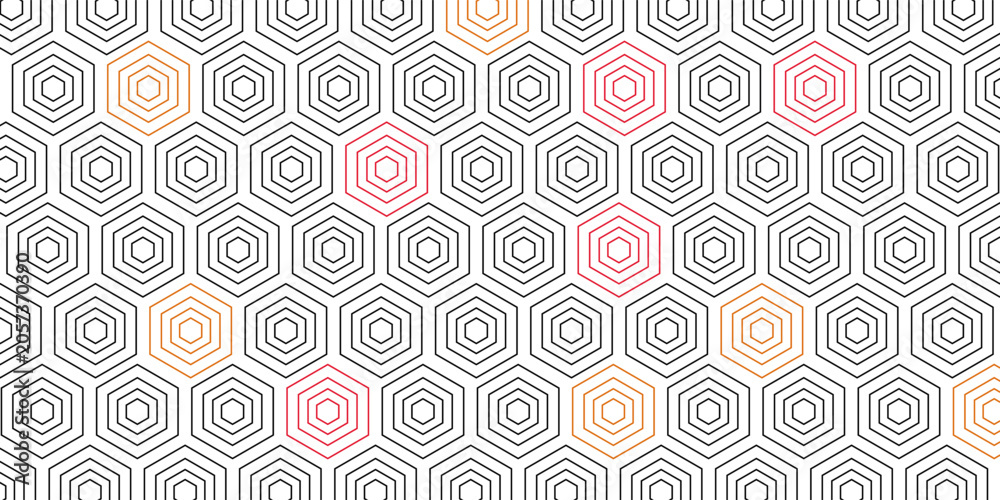 Fototapeta premium Repeatable Stackable Hexagon Pattern. Red, yellow, and black gradient. Simple stacked hexagons. Large hexagon shape. Illustration eps 10.