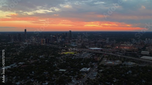 Aerial Overhead View of Downtown Austin High-Rise Towers and Streets Part 2 of 2
